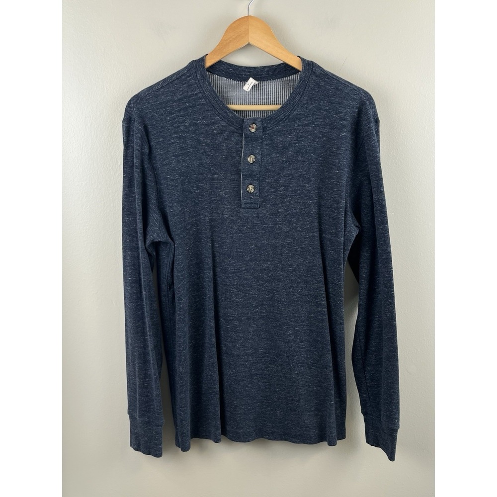 LEVI'S Long Sleeve Pullover Waffle Knit Henley Shirt Sz M Men's Blue Cozy